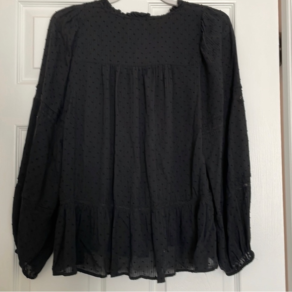 The Loft - cute tie neck pleated shirt long sleeves